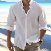 Men's Linen Button Summer Beach Shirt